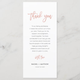 Tarjeta de agradecimiento a la moderna Rosa Boda d