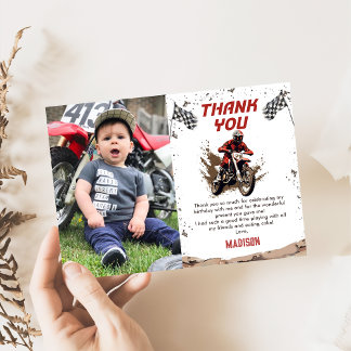 Tarjeta de agradecimiento a la motocicleta Dirt Bi