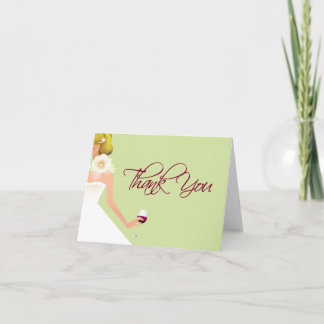 Tarjeta de agradecimiento a la novia plegada verde