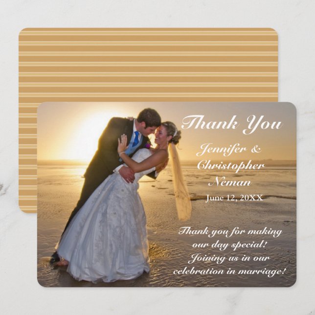 Tarjeta de agradecimiento a la pareja boda en Suns (Anverso / Reverso)
