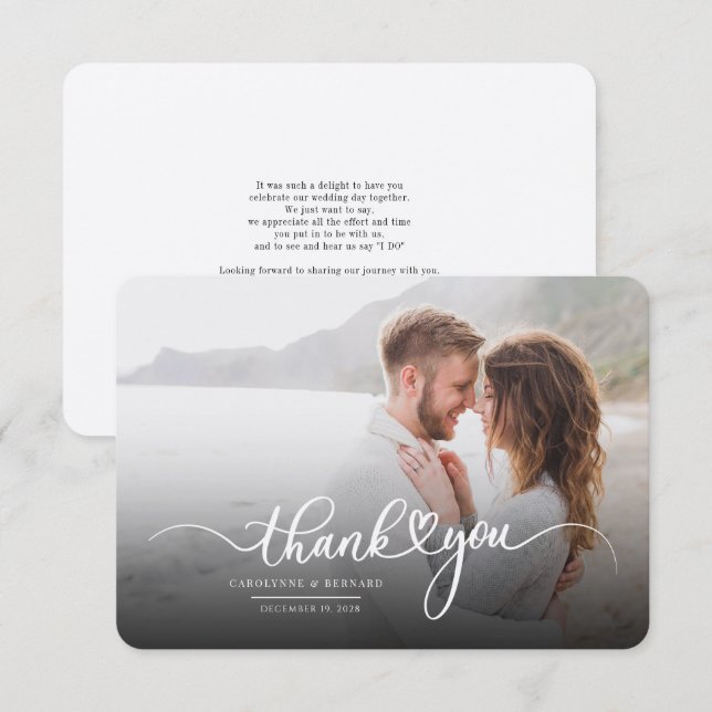 Tarjeta de agradecimiento a la pareja de Bodas rec (Anverso / Reverso)