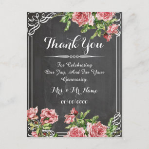 tarjeta de agradecimiento a la pizarra floral