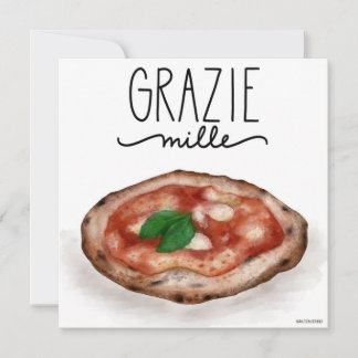 Tarjeta de agradecimiento a la pizza italiana Graz