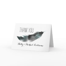 Tarjeta de agradecimiento a la pluma negra inspira