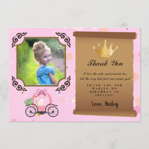 Tarjeta de agradecimiento a la princesa Crown Pink