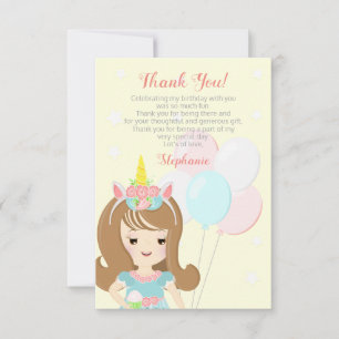 Tarjeta de agradecimiento a la Princesa de Unicorn