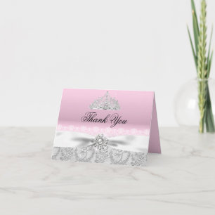 Tarjeta de agradecimiento a la princesa rosa Tiara