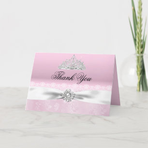 Tarjeta de agradecimiento a la princesa rosa y bla