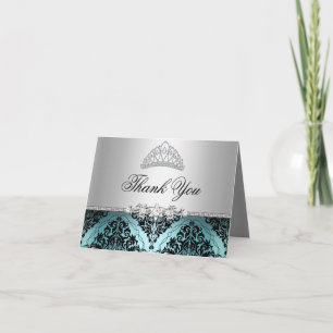 Tarjeta de agradecimiento a la princesa verde azul