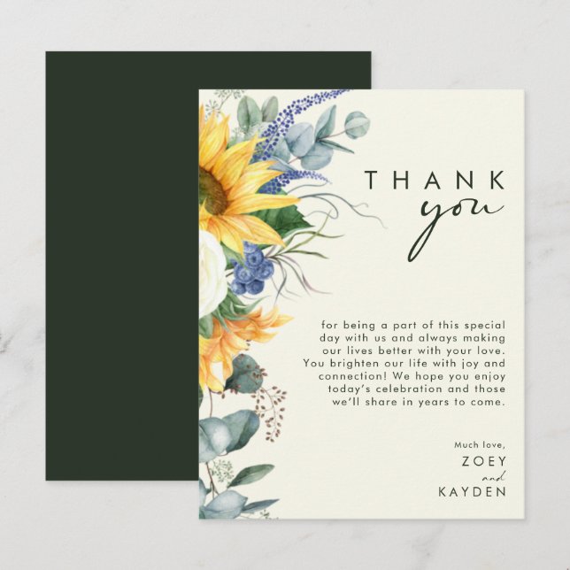 Tarjeta de agradecimiento a la recepción de color  (Anverso / Reverso)