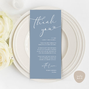 Tarjeta de agradecimiento a la recepción romántica
