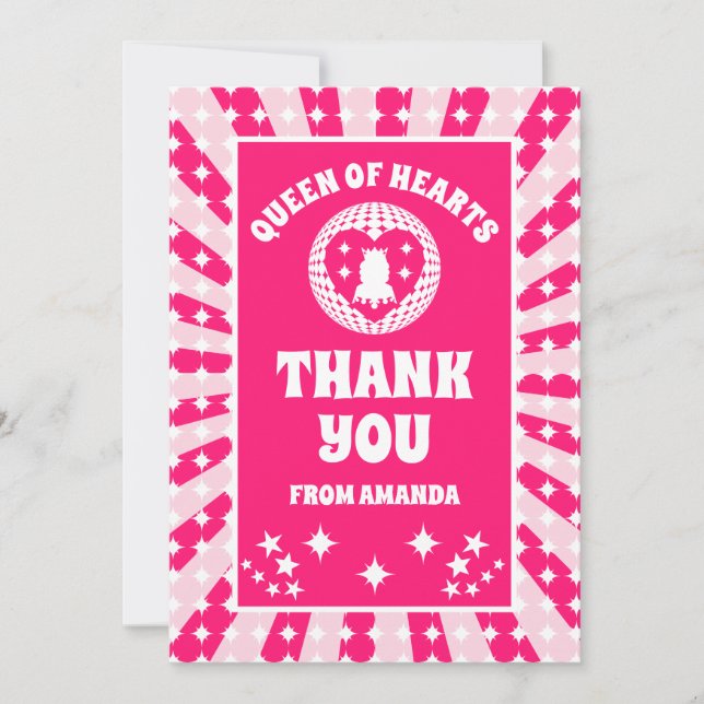 Tarjeta de agradecimiento a la Reina Rosa Retro de (Anverso)