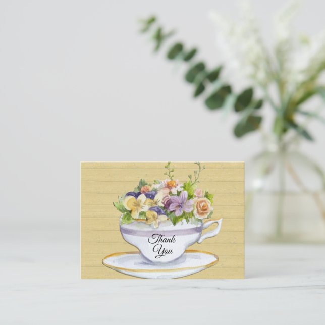 Tarjeta de agradecimiento a la Romantic Tea Cup (Anverso de pie)