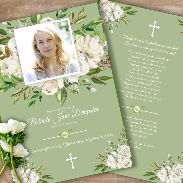 Tarjeta de agradecimiento a la Rosa de solidaridad (Sympathy floral Celebration of Life, In Loving Memory, Forever in our Hearts Funeral thank you cards)