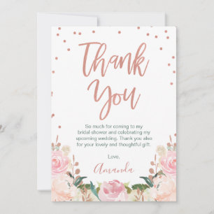 Tarjeta de agradecimiento a la Rosa Gold y Floral 