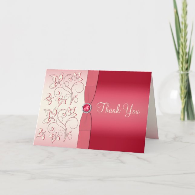 Tarjeta de agradecimiento a la sandía rosa e marfi (Anverso)