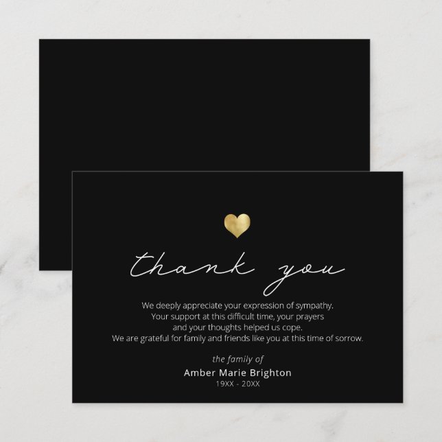 Tarjeta de agradecimiento a la simpatía del corazó (Anverso / Reverso)