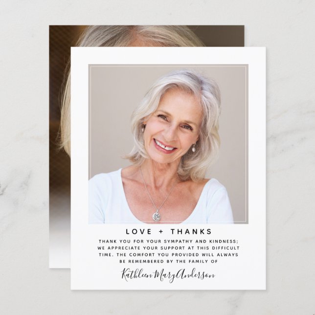 Tarjeta de agradecimiento a la simpatía por foto M (Anverso / Reverso)