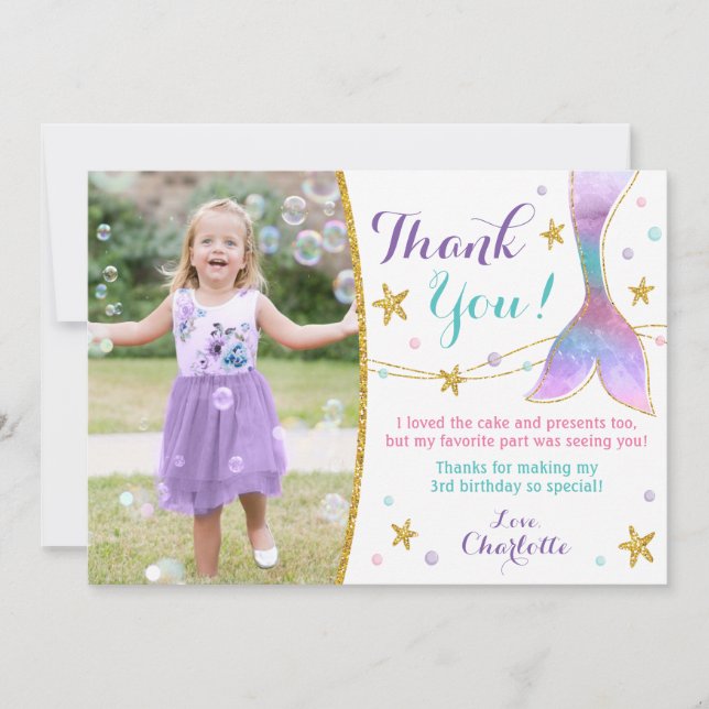 Tarjeta de agradecimiento a la sirena - Bajo el ma (Anverso)