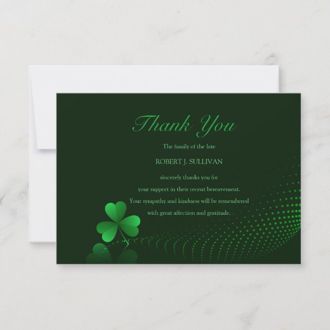 Tarjeta de agradecimiento a la solidaridad irlande (Anverso)