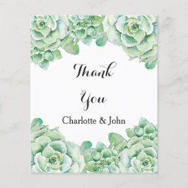 Tarjeta de agradecimiento a la suculenta Boda de a