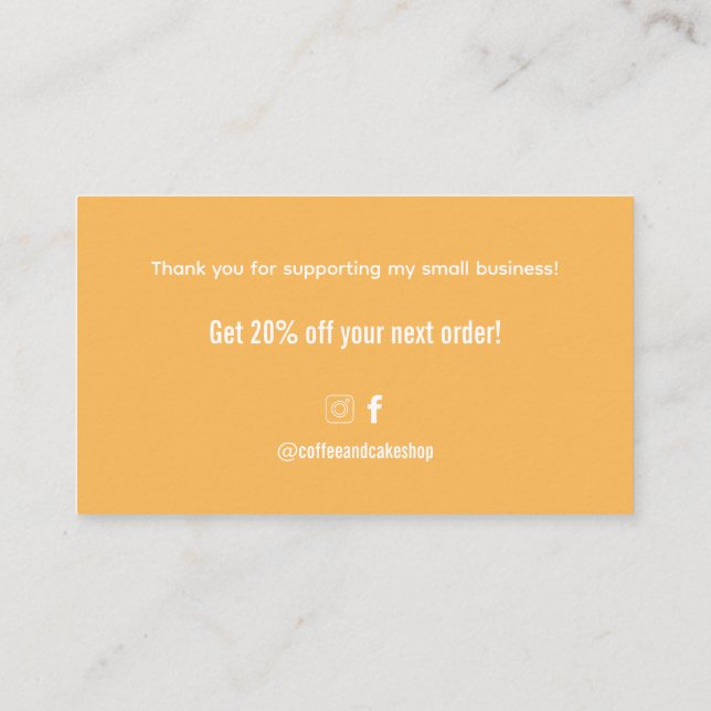 Tarjeta de agradecimiento a la tienda de café y pa (Reverso)