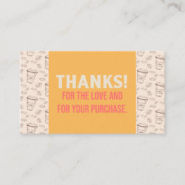 Tarjeta de agradecimiento a la tienda de café y pa