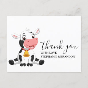 Tarjeta de agradecimiento a la vaca bebé Personali