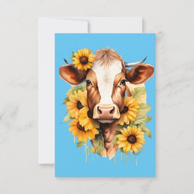 Tarjeta de agradecimiento a la vaca del girasol (Anverso)