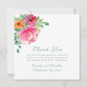 Tarjeta de agradecimiento a la vibrante floral rom