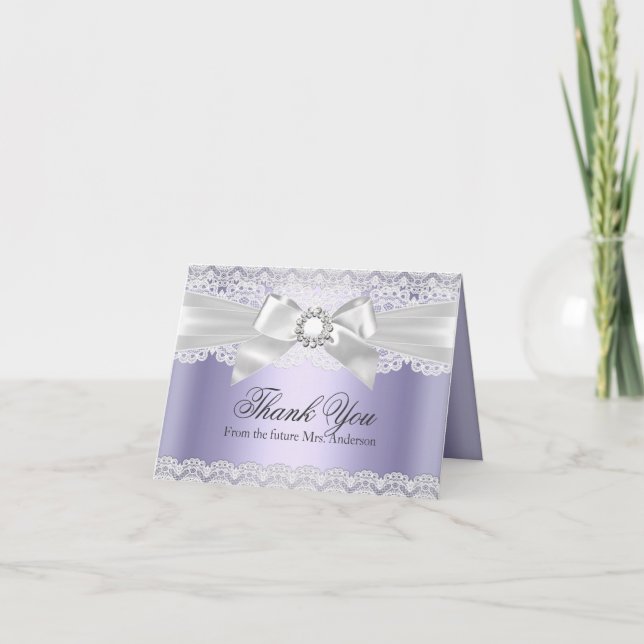 Tarjeta de agradecimiento a Lace & Bow Purple Brid (Anverso)
