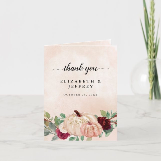 Tarjeta de agradecimiento a las calabazas rusticas (Anverso)