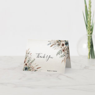 Tarjeta de agradecimiento a las flores azul marfil