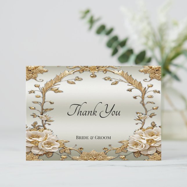 Tarjeta de agradecimiento a las Flores Blancas Orn (Anverso de pie)