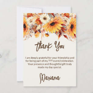 Tarjeta de agradecimiento a las flores caídas en e