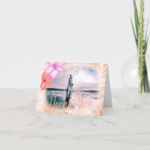 Tarjeta de agradecimiento a las flores de coral y