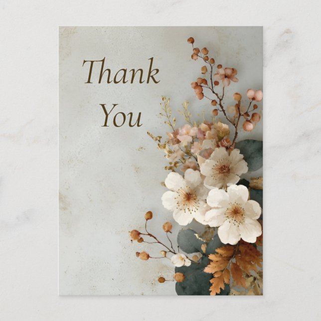 Tarjeta de agradecimiento a las flores de otoño en (Anverso)