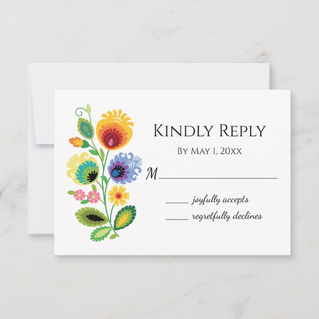 Tarjeta de agradecimiento a las flores folclóricas (Anverso)