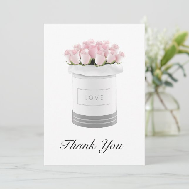 Tarjeta de agradecimiento a las flores rosadas (Anverso de pie)