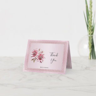 Tarjeta de agradecimiento a las flores rosadas mod