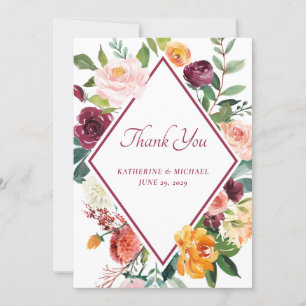 Tarjeta de agradecimiento a las flores rusticas de