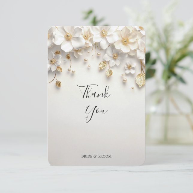 Tarjeta de agradecimiento a las hojas de oro flora (Anverso de pie)