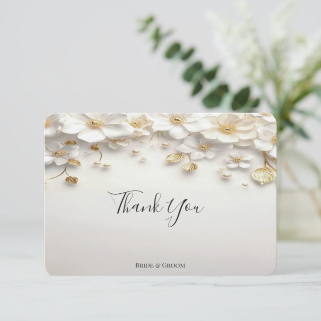 Tarjeta de agradecimiento a las hojas de oro flora (Anverso de pie)