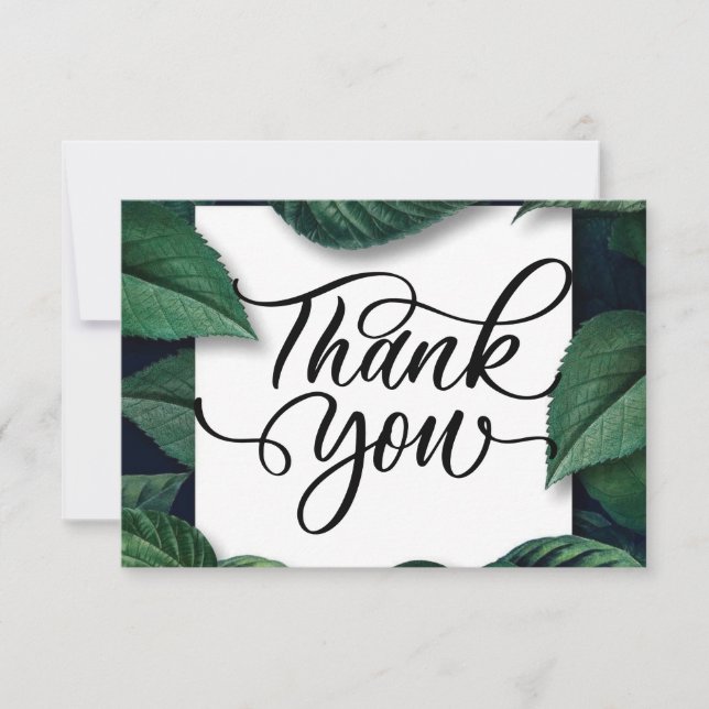 Tarjeta de agradecimiento a las hojas verdes tropi (Anverso)