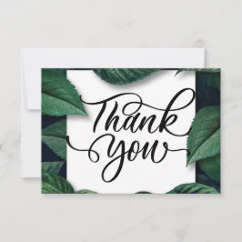 Tarjeta de agradecimiento a las hojas verdes tropi