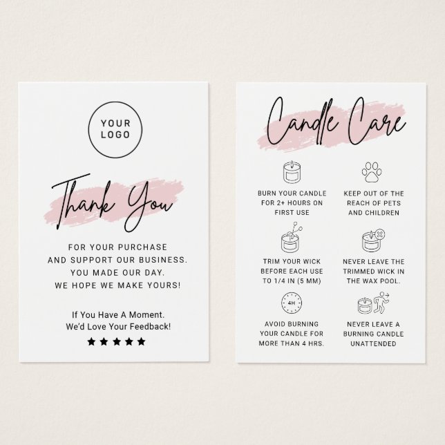 Tarjeta de agradecimiento a las Instrucciones de A (Anverso y reverso)