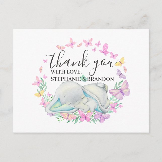 Tarjeta de agradecimiento a las mariposas elefante (Anverso)