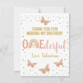 Tarjeta de agradecimiento a las mariposas rosadas