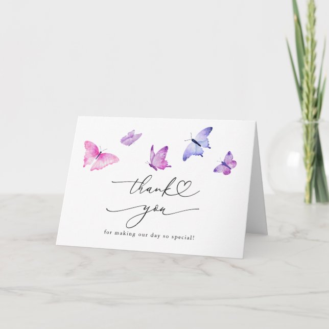 Tarjeta de agradecimiento a las mariposas singular (Anverso)