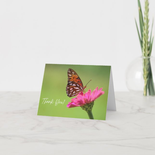 Tarjeta de agradecimiento a las mariposas y flores (Anverso)